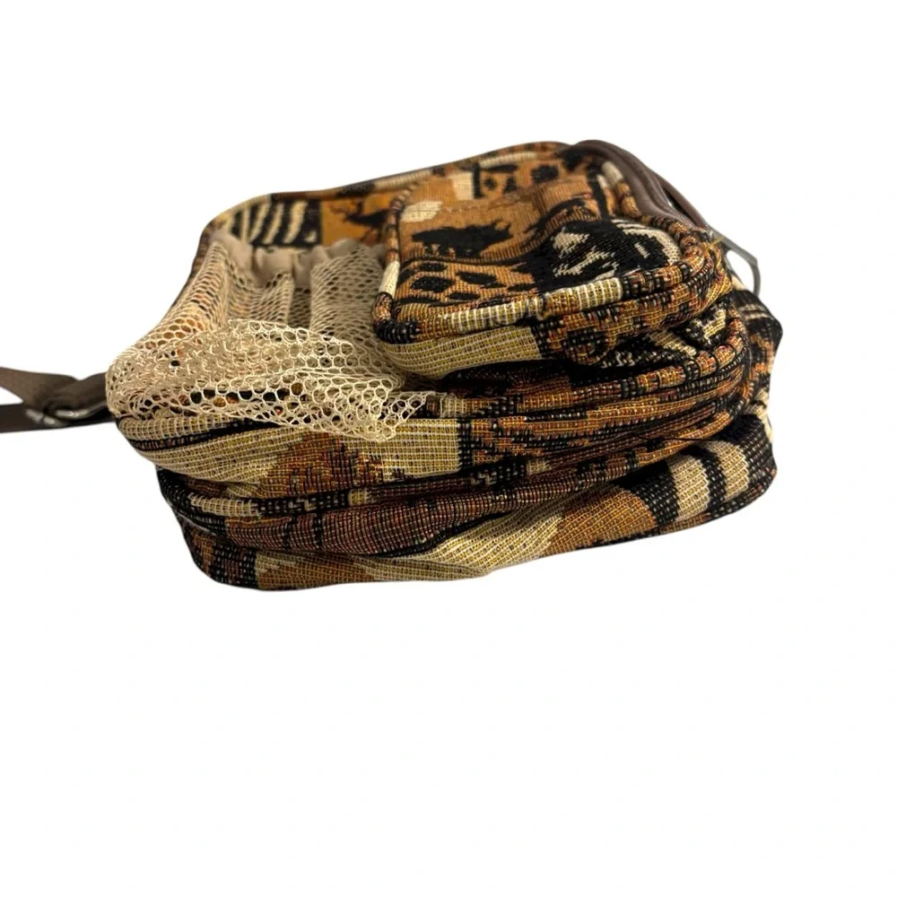 Vintage Rare Safari Tapestry Crossbody Satchel Bag